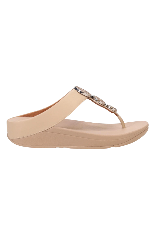 Fit Flop Halo Bead Circle Leather Toe Post Sandal - Latte
