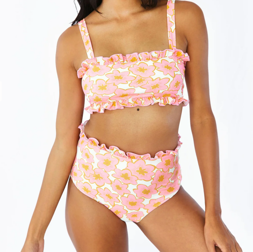 Citrine Swim Ivy Top - Coral Floral