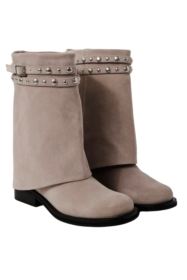 Free People Scorpio Studded Foldover - Dust Bunny Suede