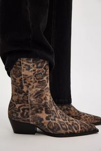 Free People Cat Nap Cowboy Boot - Leopard Suede