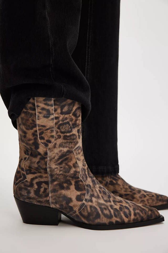 Free People Cat Nap Cowboy Boot - Leopard Suede