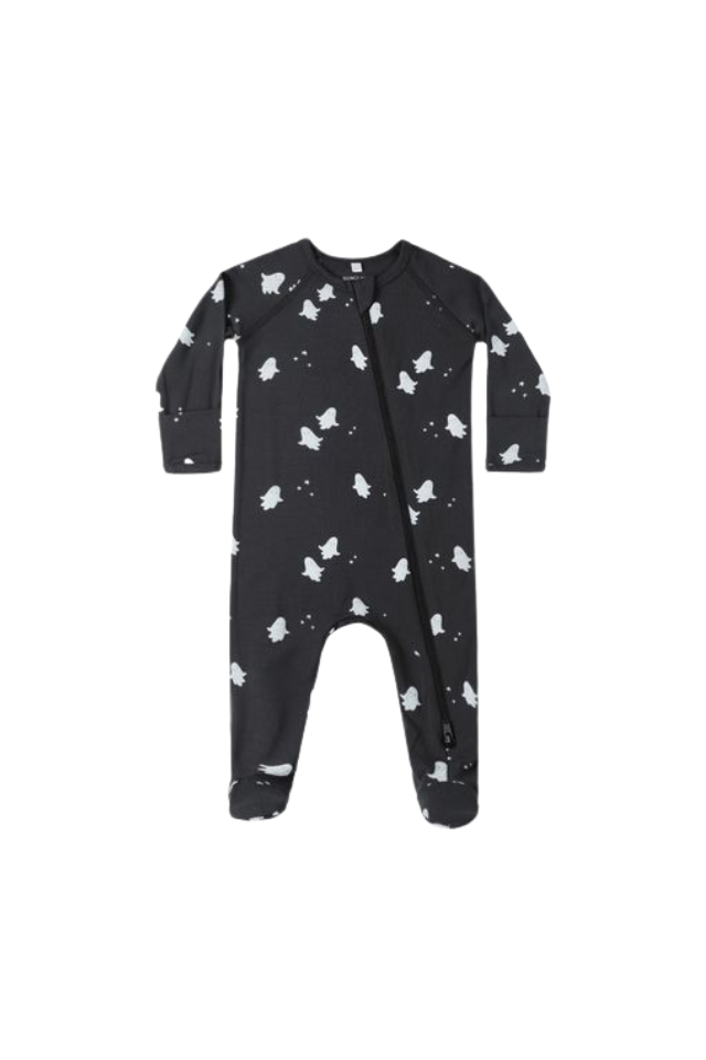Quincy Mae Bamboo Zip Footie - Ghosts