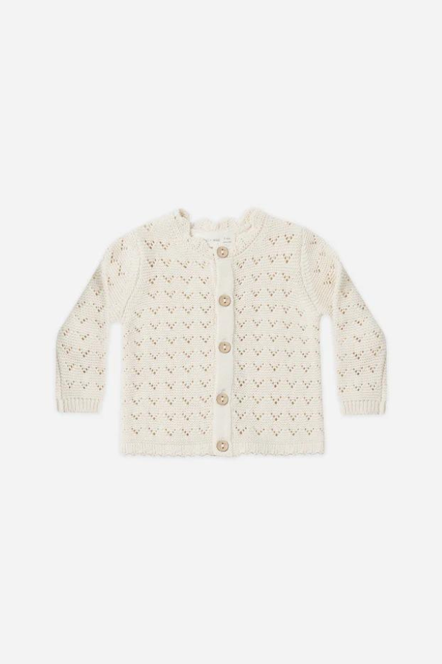 Quincy Mae Scalloped Cardigan - Natural