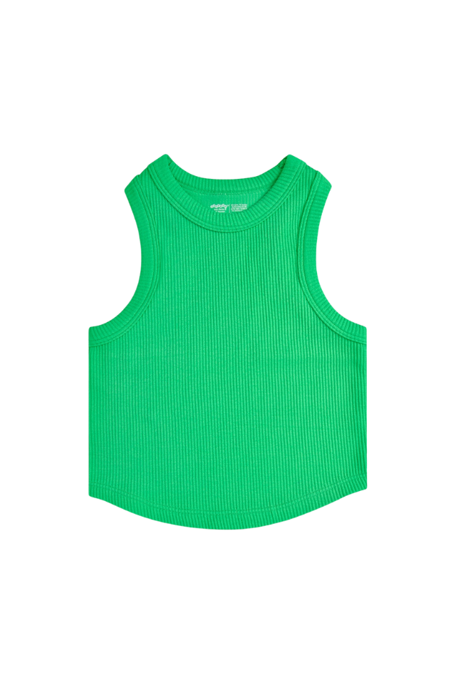 iScream Cropped Ribbed Racerback Tank Top - Glam Green
