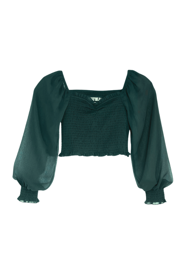 KatieJ NYC Tween Chloe Sheer Top - Emerald