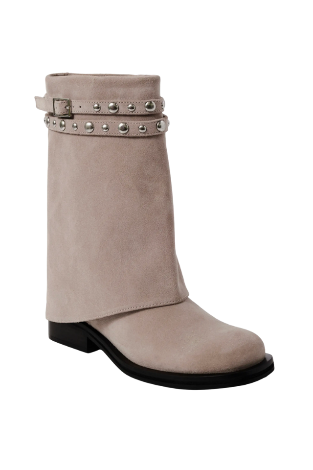 Free People Scorpio Studded Foldover - Dust Bunny Suede