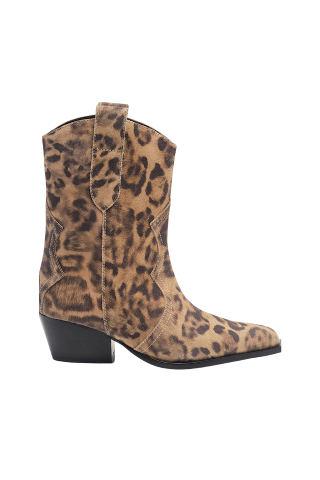 Free People Cat Nap Cowboy Boot - Leopard Suede