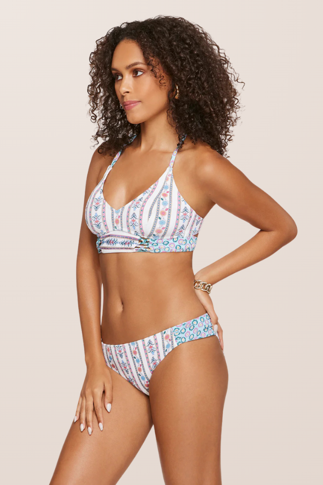 Jessica Simpson Cropped Cami White Multi Seaside Shoes Swim