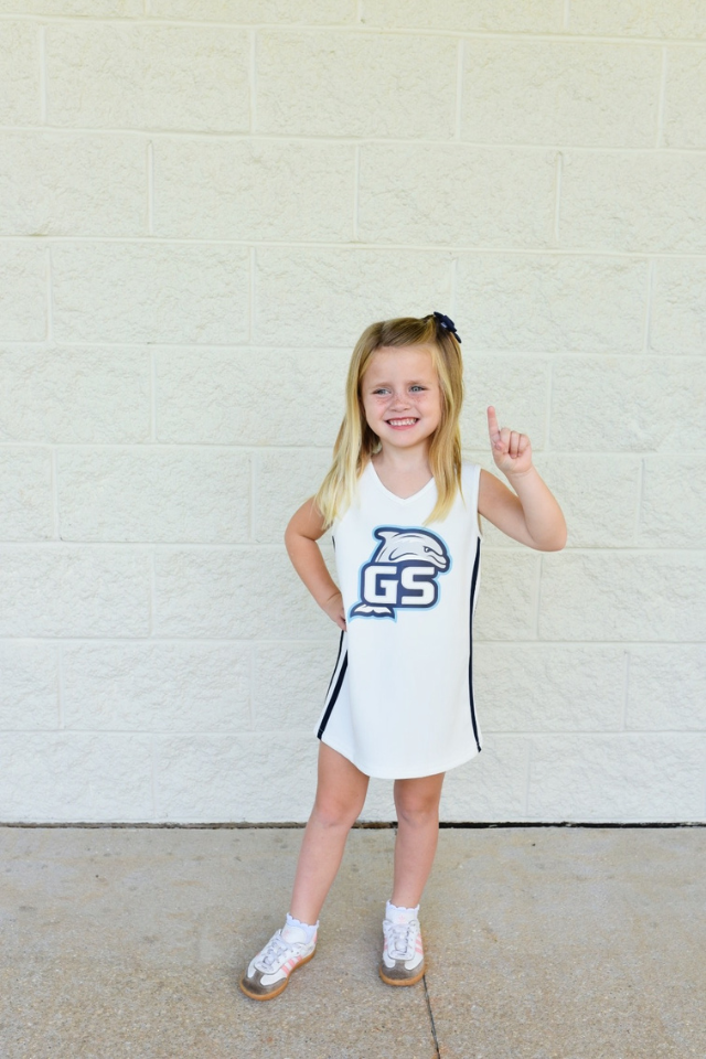 Scarlet & Gold Cheer Dress White Navy Gulf Shores