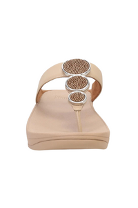 Fit Flop Halo Bead Circle Leather Toe Post Sandal - Latte Beige