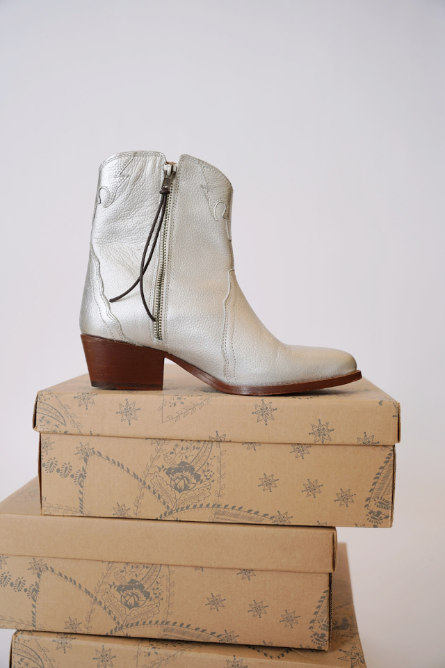 Free People New Frontier Western Boot - Silver