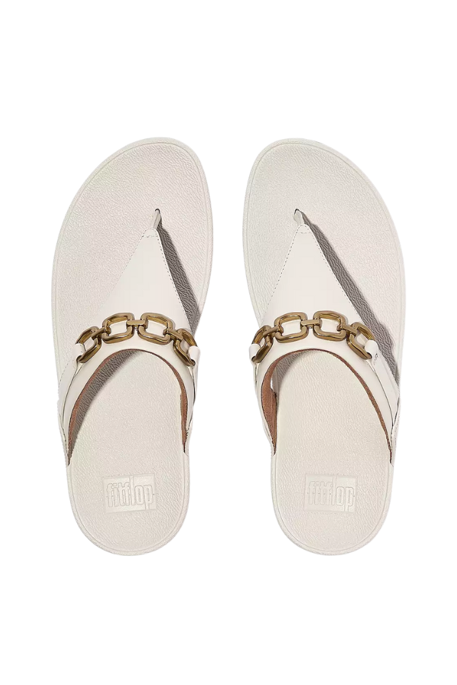 Fit Flop Lulu Square Chain Leather Toe Post Sandal - Paris Beige