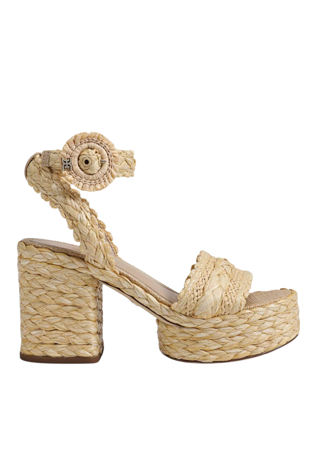 Sam Edelman Iliana Ankle Strap Wedge Summer Sand Raffia
