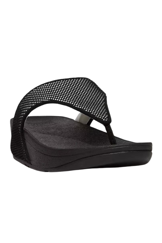 Fit Flop Lulu Water Resistant Two-Tone Webbing Toe Thongs - Black
