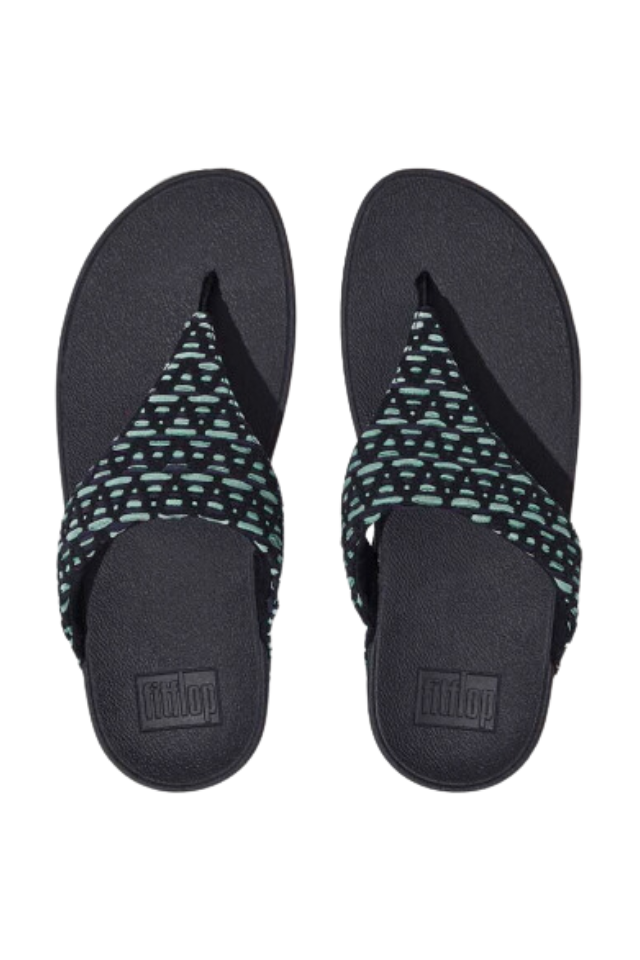 Fit Flop Lulu Geo-Webbing Toe-Post Sandal - Midnight Navy Mix