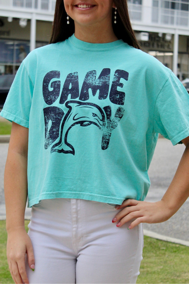 Dolphins Game Day Crop Tee