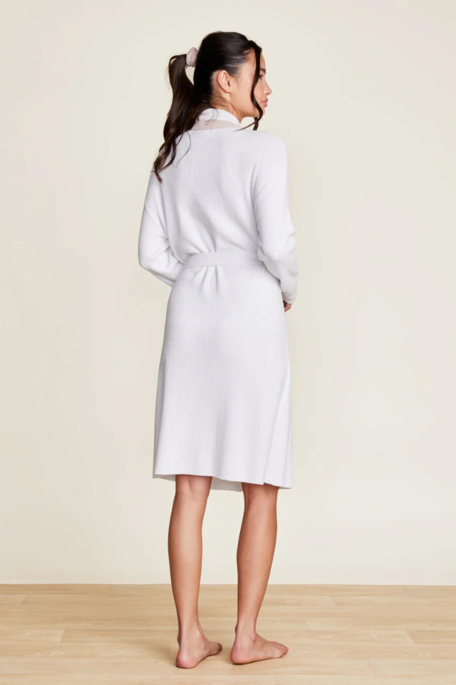 Barefoot Dreams CCUL Tipped Ribbed Short Robe - Sea Salt - Shell