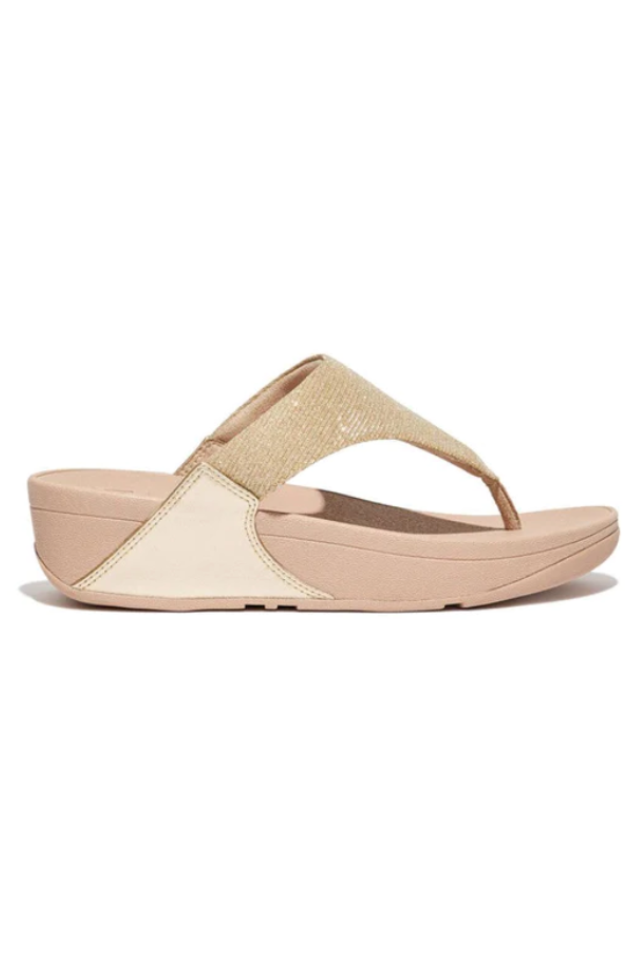 Fit Flop Lulu Shimmerlux Toe-Post Sandal - Platino