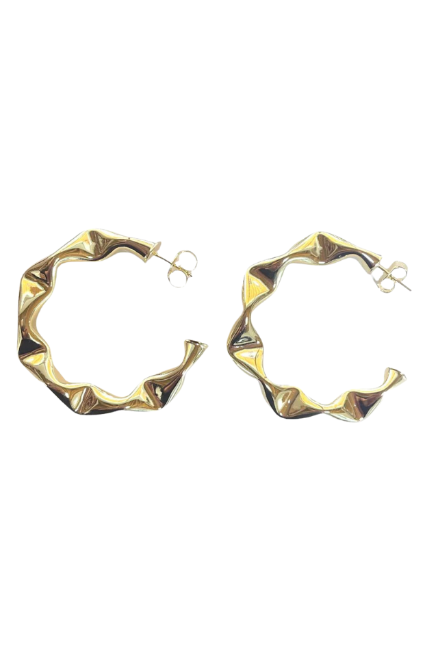 Sheila Fajl Large Wrinkled Hoops Shiny Gold