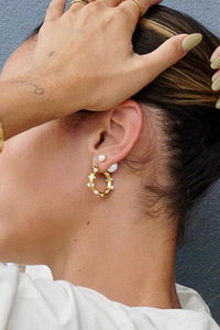 Ellie Vail Nicoletta Pearl Hoop Earring - Gold
