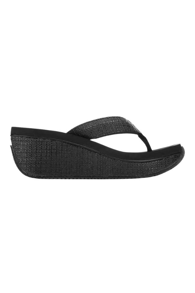 Volatile black fashion flip flops