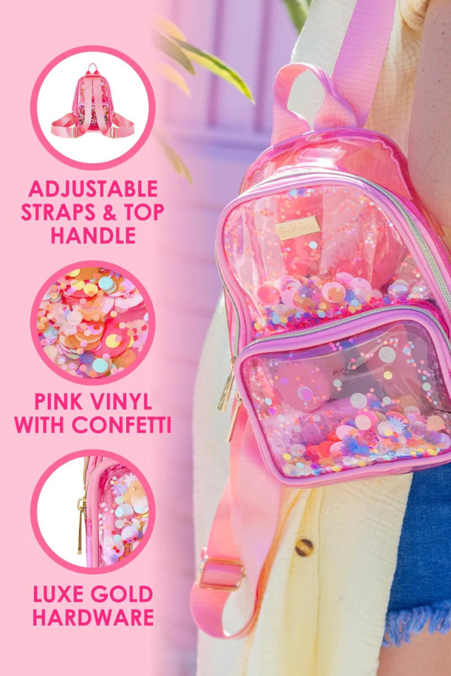 Packed Party Bring the Fun Mini Clear Confetti Backpack