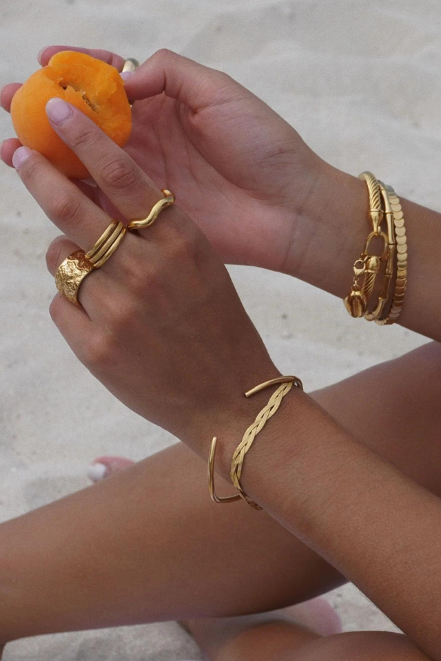 Ellie Vail Vesna Braided Herringbone Chain Bracelet - Gold – Seaside ...