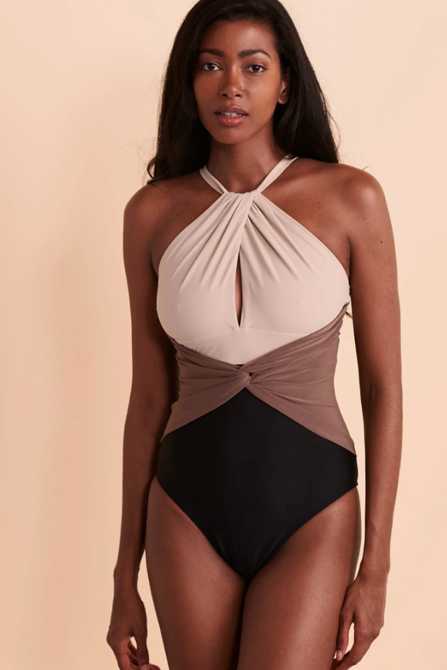 High neck shops tummy control swimsuit