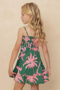 Maaji Girls Dress - Green/Pink Palms