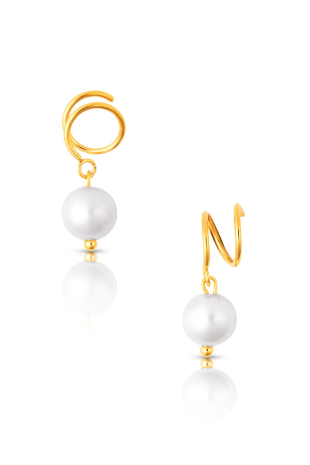 Ellie Vail Cove Spiral Pearl Earring - Gold