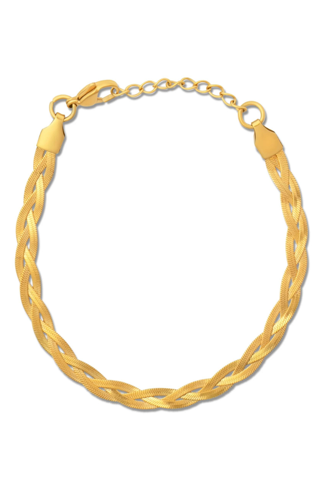 Ellie Vail Vesna Braided Herringbone Chain Bracelet - Gold