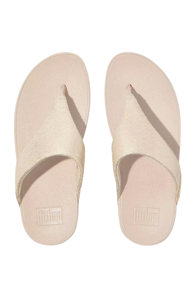Fit Flop Lulu Padded-Knot Metallic-Leather Toe-Post Sandals - Platino