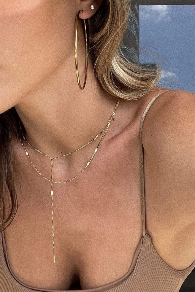Ellie Vail Camilla Dainty Lariat Chain Necklace - Gold