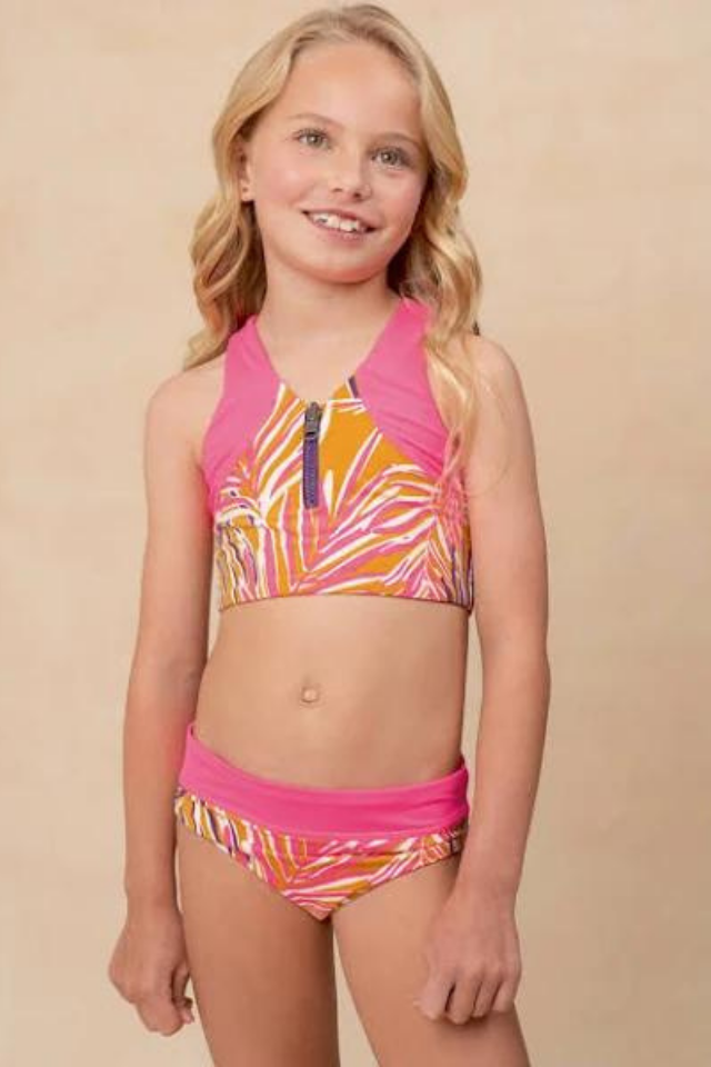 Maaji Girls Two Piece - Caramel Foliage Poppy – Seaside Shoes & Swim