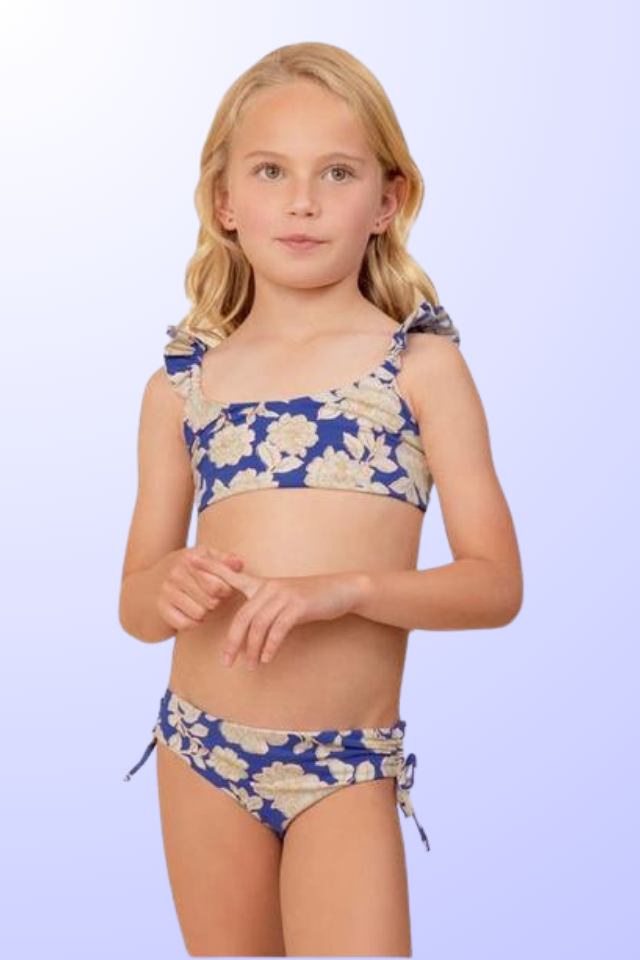 Maaji Girls Two Piece Swimsuit Blue Bouquet Mango