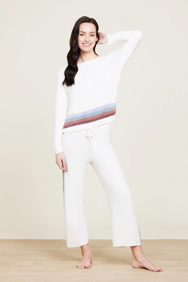 Barefoot Dreams CCUL Multi Stripe Pullover - Cream Multi