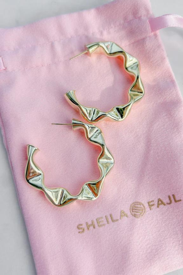 Sheila Fajl Wrinkled Hoops Medium - Shiny Gold