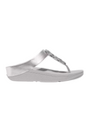 Fit Flop Fino Crystal-Chain Leather Toe Post Sandals - Classic Beige