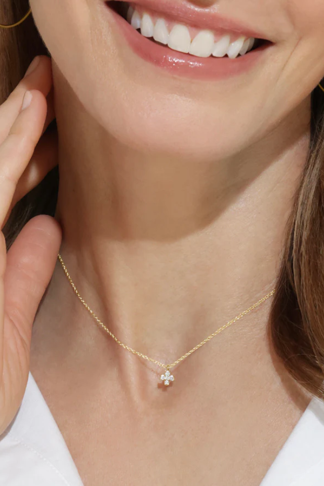 enewton 14kt Gold and Diamond Signature Cross Necklace