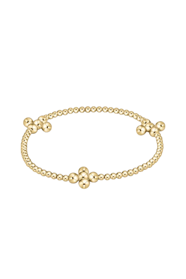 enewton Signature Cross Gold Pattern 2.5mm Bead Bracelet - Classic Beaded Signature Cross gold 4mm Bead Gold