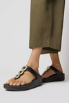 Fit Flop Fino Crystal Chain Leather Toe Post Sandal - Black