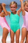 SC 1 pc 1 Shoulder Crinkle Swimsuit - Green