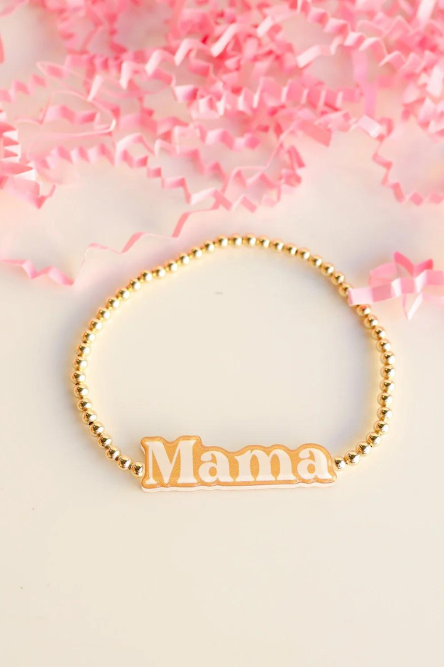 BB Acrylic Mama Beaded Gold Bracelet - 6.75