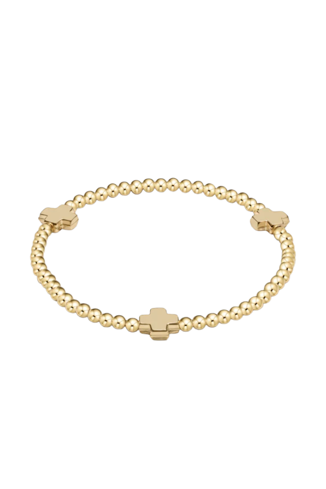 enewton Signature Cross Gold Pattern 3mm Bead Bracelet - Gold