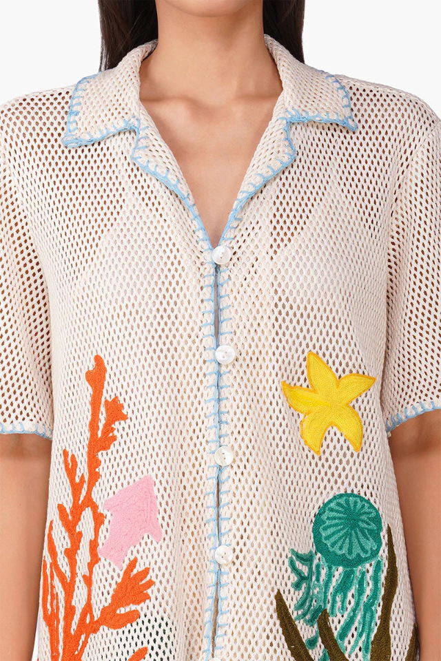 A&B Ocean Multi Thread Embroidered Shirt