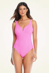 Bleu V Neck Mio One Piece - Castro Pink