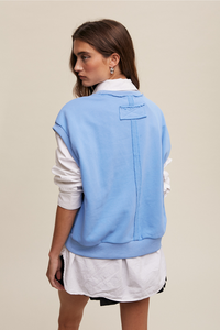 Listical Short Sleeve Boxy Crew Neck Sweater - Bright Blue