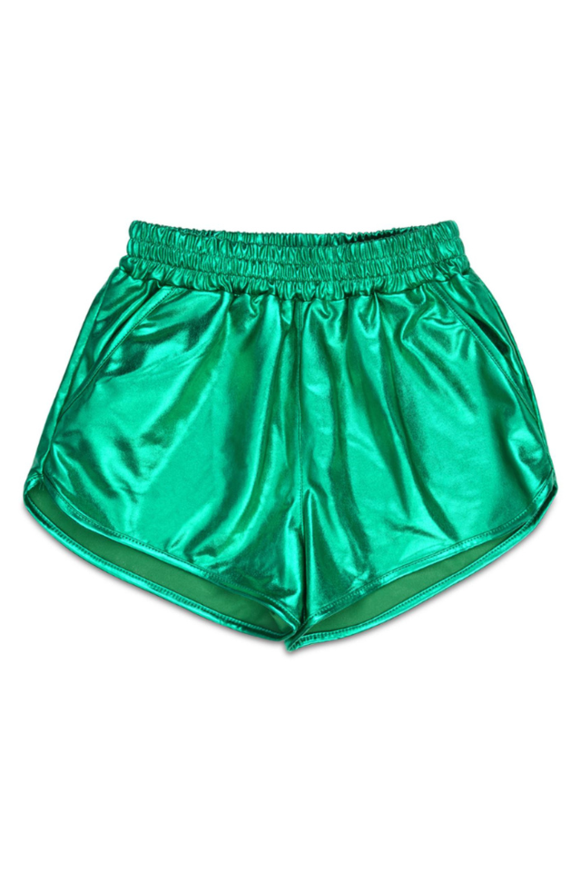 Green Metallic Shorts