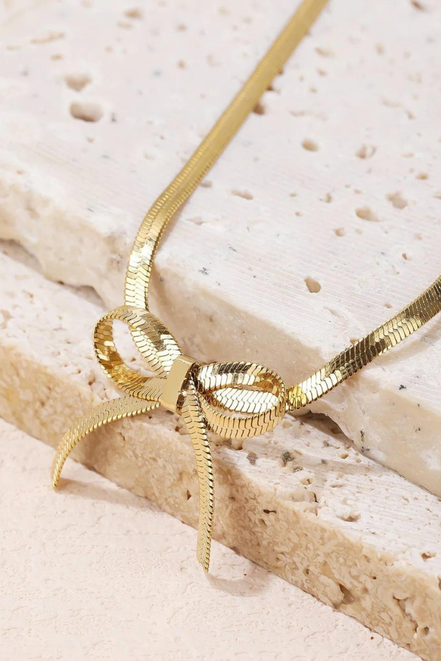 SB Bow Herringbone Necklace 18K Necklace