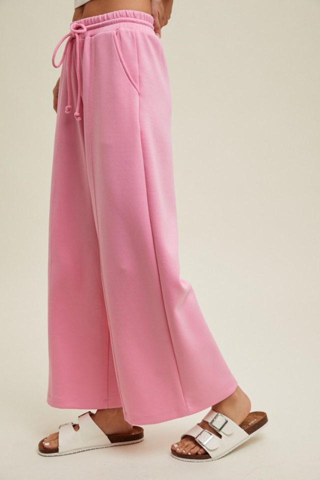 Wishlist Scuba Drawstring Wide Leg Pant - Hibiscus